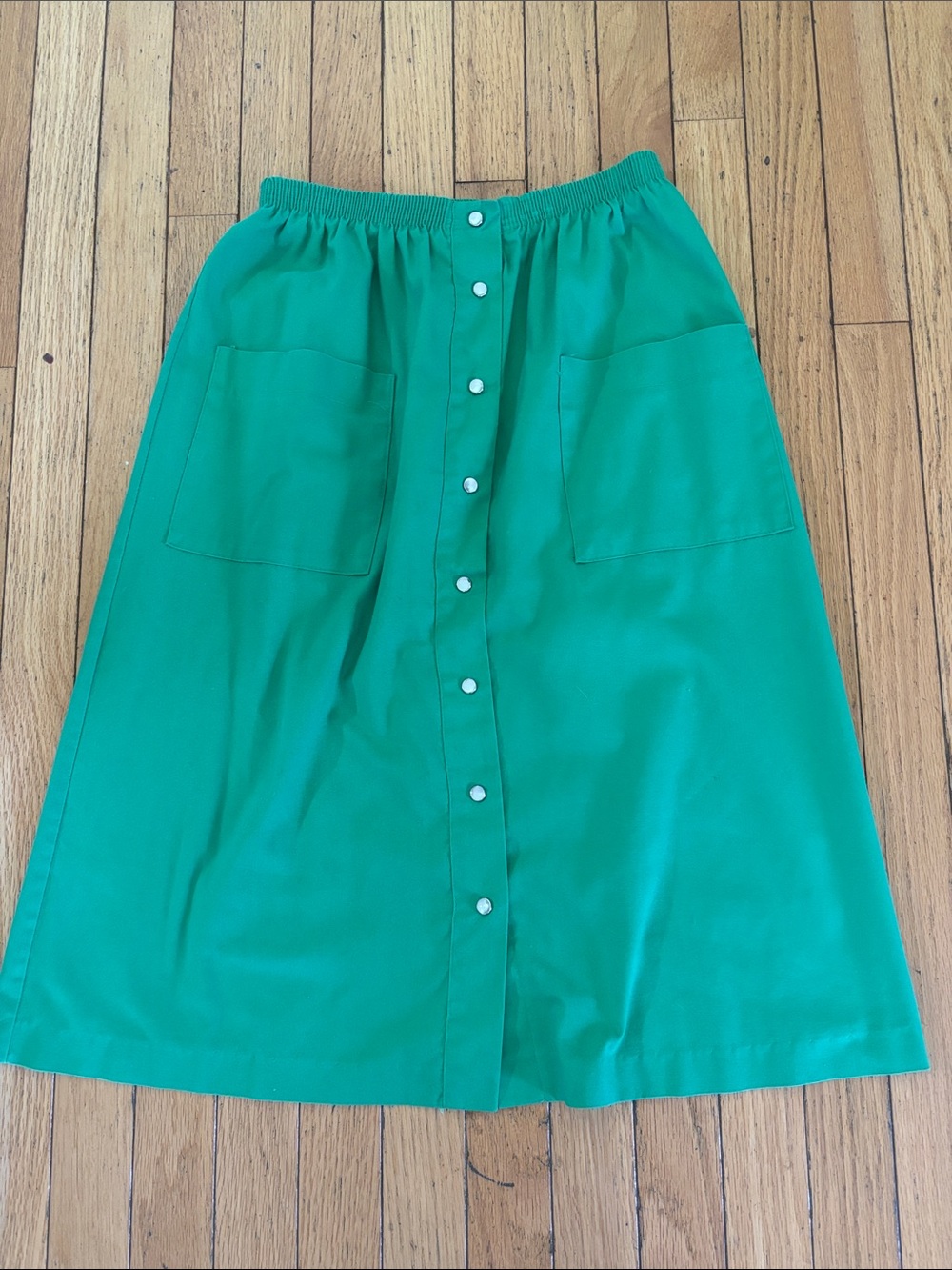 Vintage Snap-Front Green Pocket Skirt